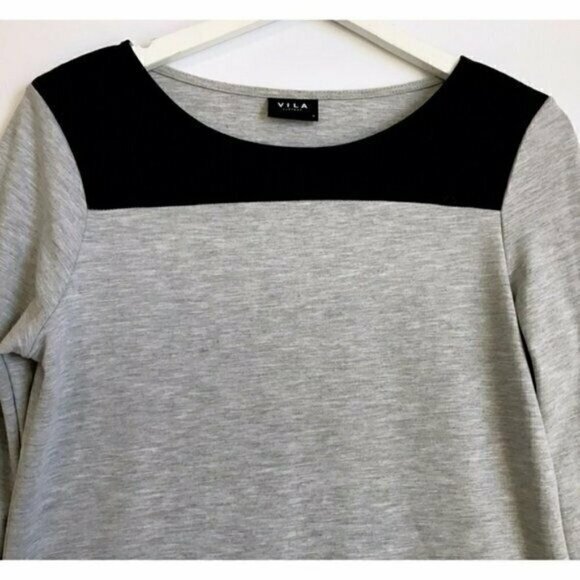 Vila long sleeve color block mini dress, size S, Gray - Picture 3 of 6